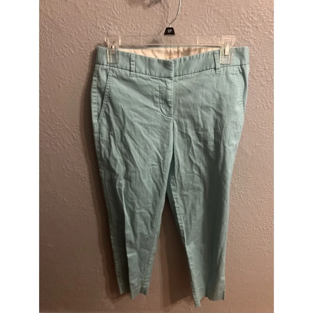 J Crew Pants ‎ Capri Womens Size 2 Teal Cotton Blend